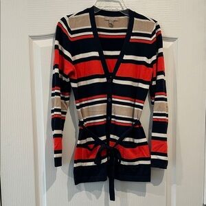 BANANA REPUBLIC - Striped Women's Sweater - Red, Black, Tan